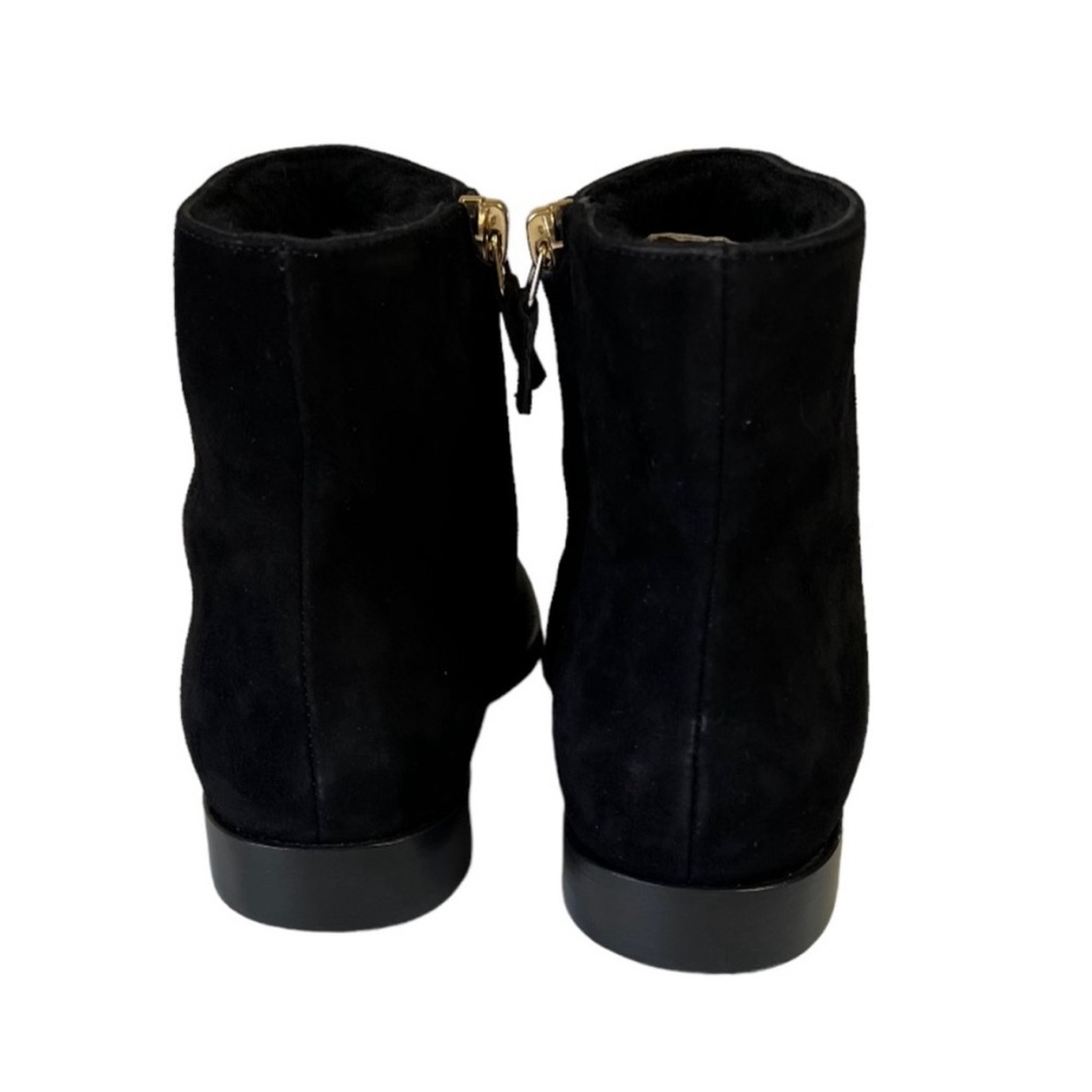 Mansur Gavriel Shearling Ankle Boots Black Suede Flat Italian Size 5 - Picture 6 of 8